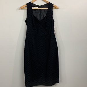 NEW Evan PiconeTextured Waves V-Neck Bishop Sheath Dress Black Size 6 $99